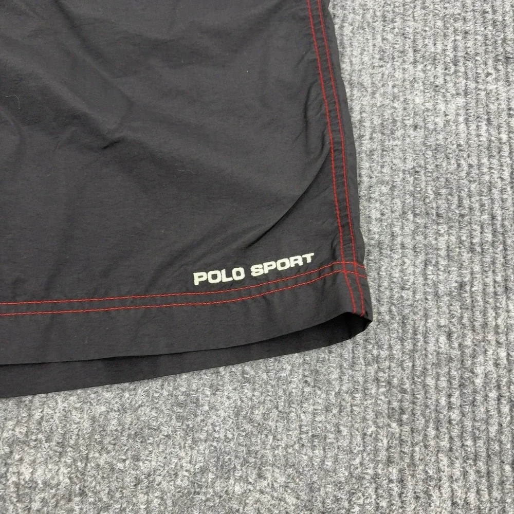 Vintage Polo Sport Ralph Lauren Swim Trunks‎ Mens L Black Nylon Mesh Stripe 90s